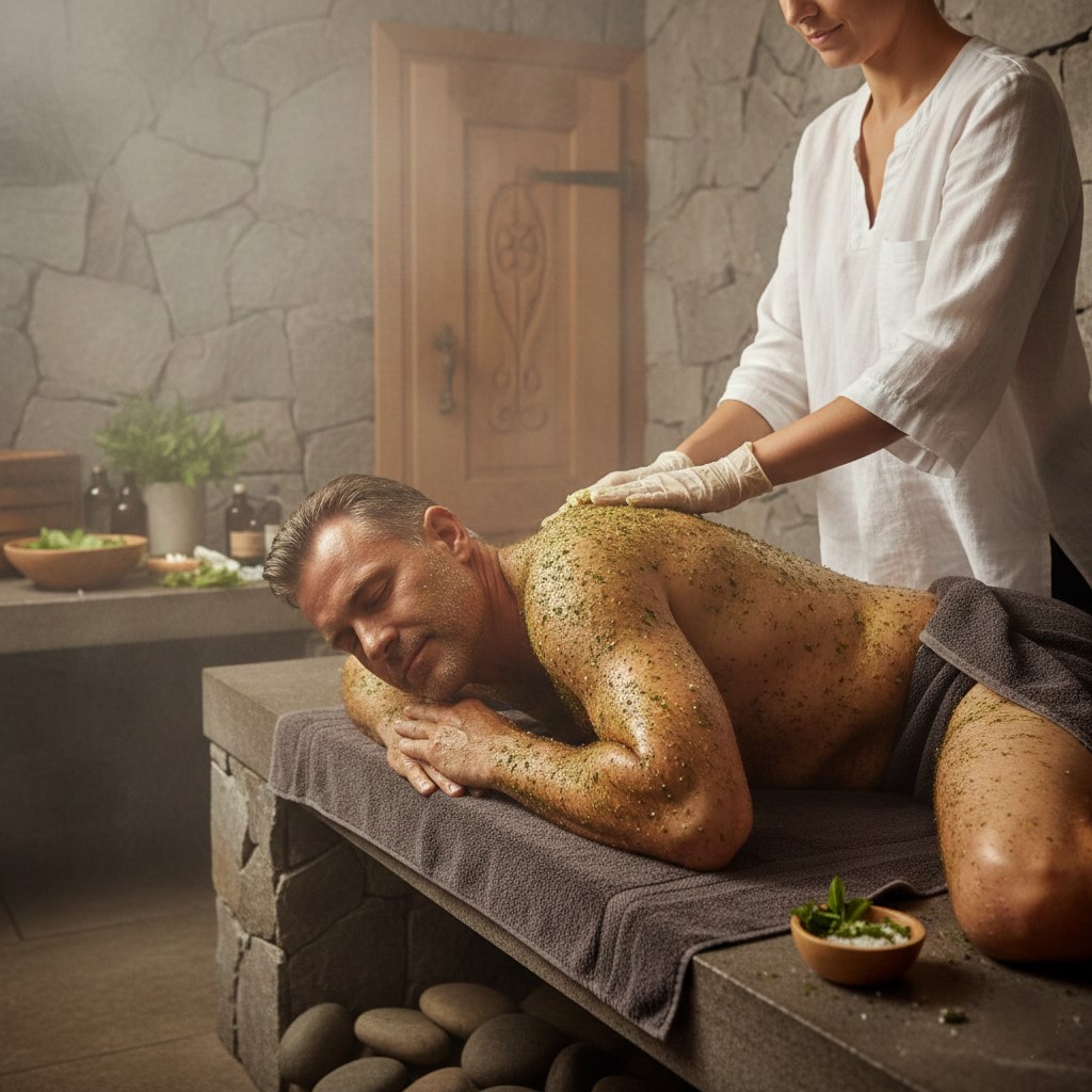 جلسة تنظيف وتقشير للجسم